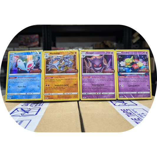 Prerelease Promo Pakker Sealed - Gengar SWSH241 - Machamp SWSH243 - Comfey SWSH242 - Finneon SWSH240 -Lost Origin