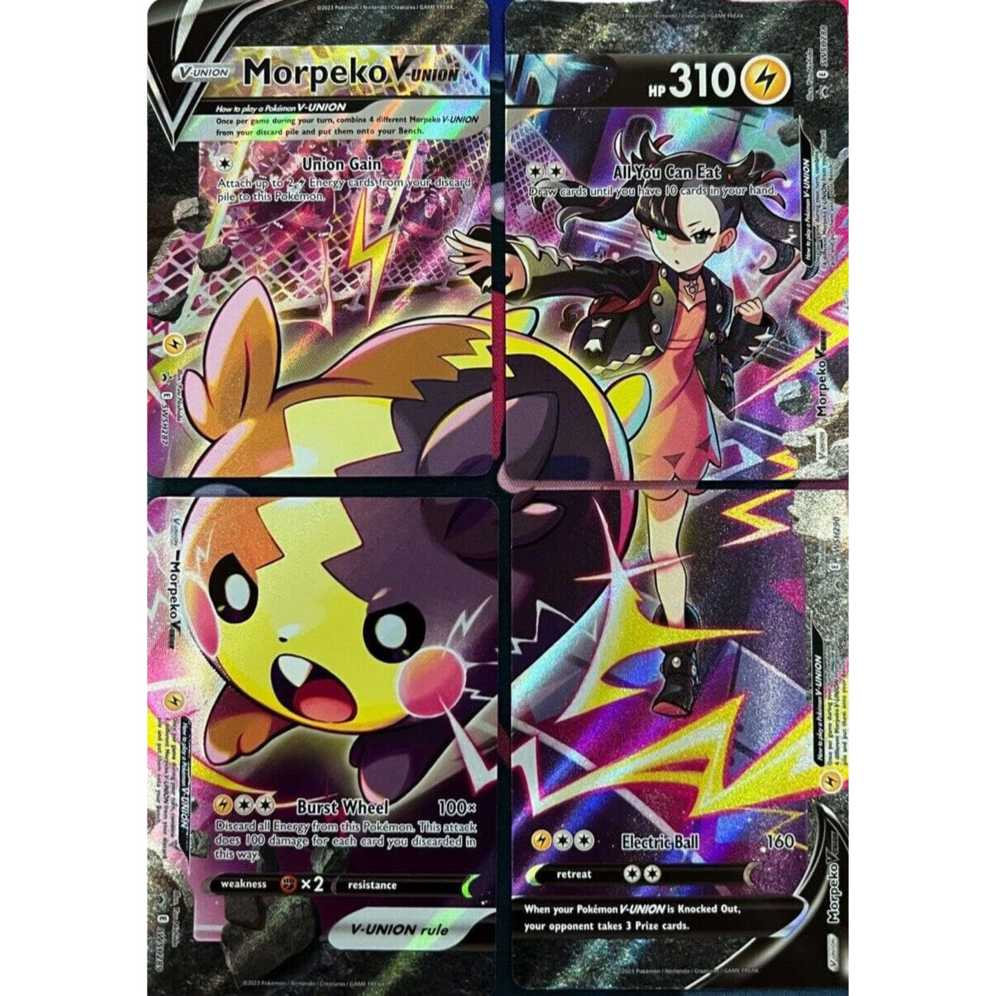 Sword & Shield Black Star Promos af Morpeko V-Union kort Set +Professor Burnet