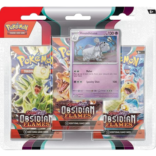Pokemon Blister Pack - 3-Pack: Scarlet & Violet: Obsidian Flames Booster Pakker : Houndstone Black Star Promo 042